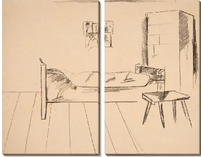 Картина Интерьер с кроватью