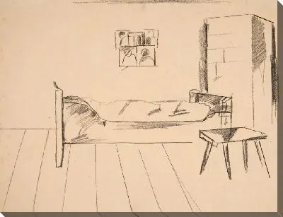 Картина Интерьер с кроватью