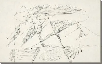 Картина Пейзаж с горами и морем в Швейцарии