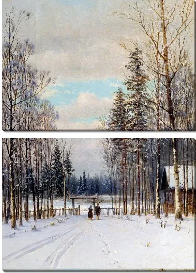 Картина Зима. У околицы (Winter. In the outskirts)