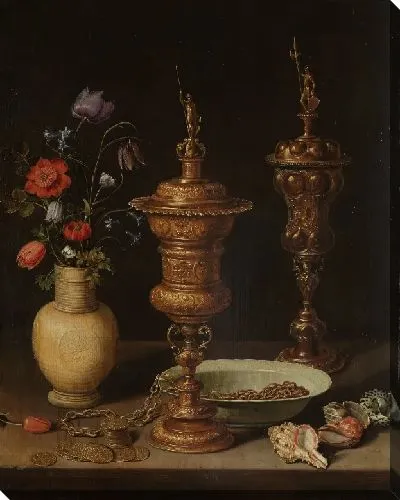 Картина Натюрморт с цветами и золотыми кубками чести