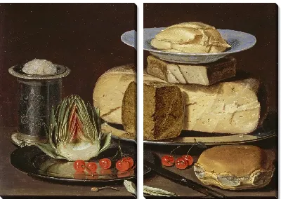 Картина Натюрморт с сырами, артишоками и вишней