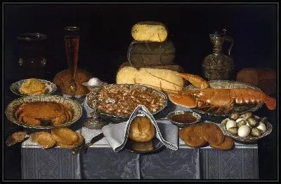 Натюрморт с крабами, креветками и лобстером