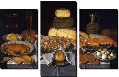 Натюрморт с крабами, креветками и лобстером