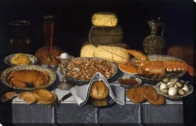 Натюрморт с крабами, креветками и лобстером