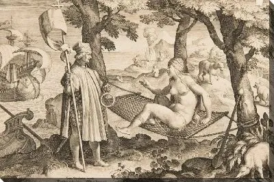 Картина Открытие Америки, пластина 1 из «Нова Реперта» (Новые изобретения современности)