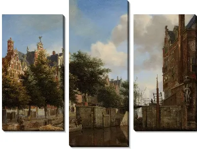 Картина Амстердам, вид на город с домами на Херенграхте и старом Харлемерслёйсе