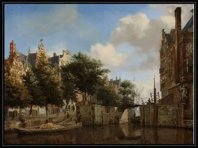 Амстердам, вид на город с домами на Херенграхте и старом Харлемерслёйсе