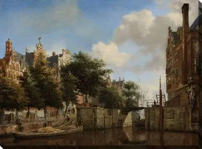 Амстердам, вид на город с домами на Херенграхте и старом Харлемерслёйсе