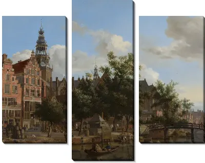 Картина Вид на Оудезейдс Вурбургвал с Оуд Керк в Амстердаме