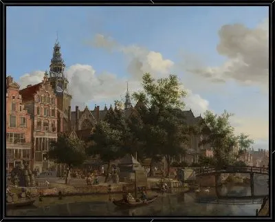 Вид на Оудезейдс Вурбургвал с Оуд Керк в Амстердаме