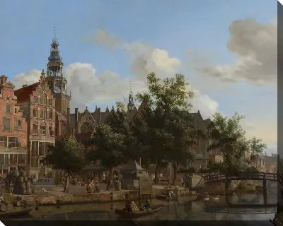 Вид на Оудезейдс Вурбургвал с Оуд Керк в Амстердаме