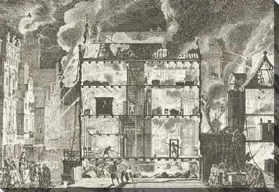 Картина Старые пожарные распылители и новые шланговые пожарные распылители на практике, 1690 г.