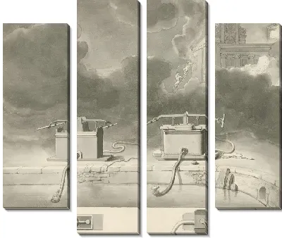 Картина Два противопожарных распылителя на стороне канала