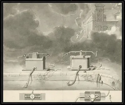 Картина Два противопожарных распылителя на стороне канала