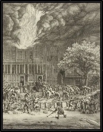 Картина Пожар в доме на Лейдсеграхте, 1684 г.