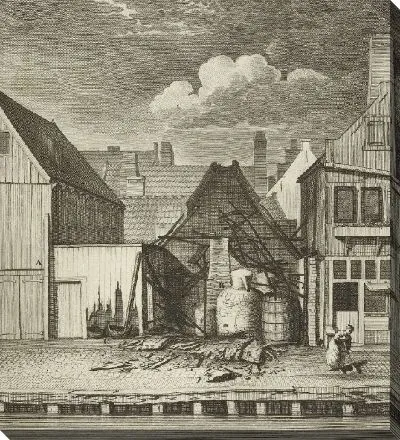 Картина Руоне из полусгоревшего скипидара, обжигающего масло на Пассеердерсграхте, 1683