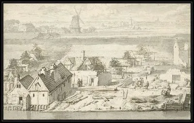 Картина Руэн трех сгоревших переулков на Сханс в Смоллепадсграхте, 1680