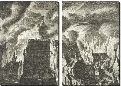 Тушение сильного пожара на Elandsgracht, 1679