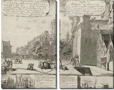 Картина Применение новых пожарных рукавов, 1677