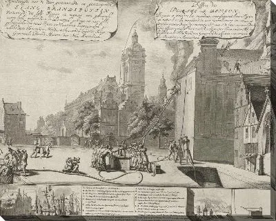 Картина Применение новых пожарных рукавов, 1677
