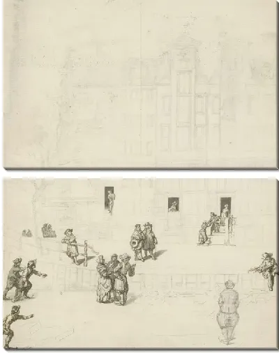 Картина Фигуры на льду из сгоревшего дома на Лейдеграхте, 1684