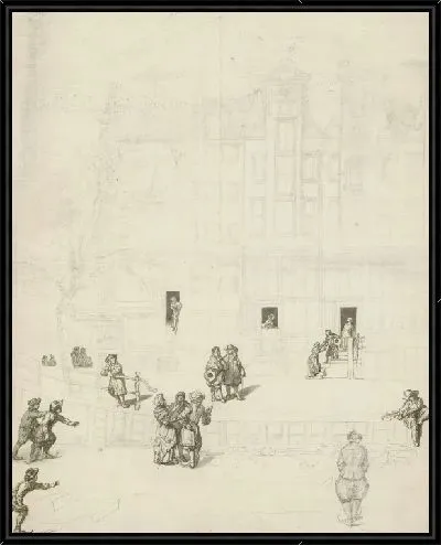 Картина Фигуры на льду из сгоревшего дома на Лейдеграхте, 1684