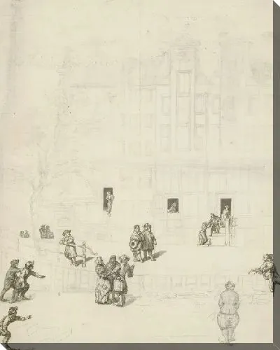 Картина Фигуры на льду из сгоревшего дома на Лейдеграхте, 1684