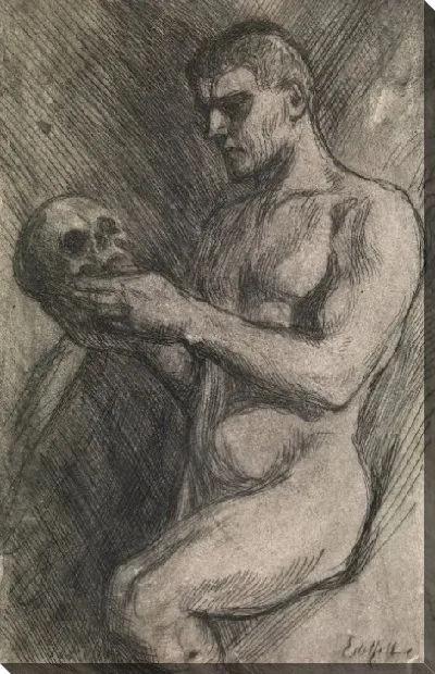 Картина Голый мужчина и череп