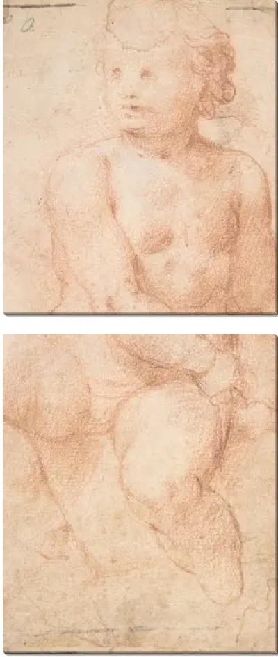 Картина Исследование сидящего путто, смотрящего на него справа (ректо) Женская голова, этюд после античности (на обороте)