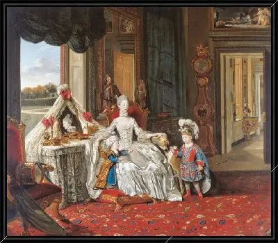 Королева Шарлотта (1744-1818) с двумя старшими сыновьями