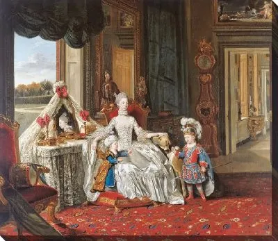 Королева Шарлотта (1744-1818) с двумя старшими сыновьями