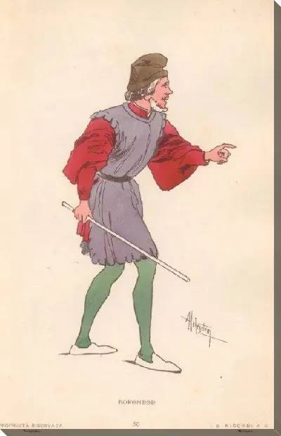 Картина Фальстаф Дж. Верди. Репродукции эскизов костюмов А. Хоэнштейна