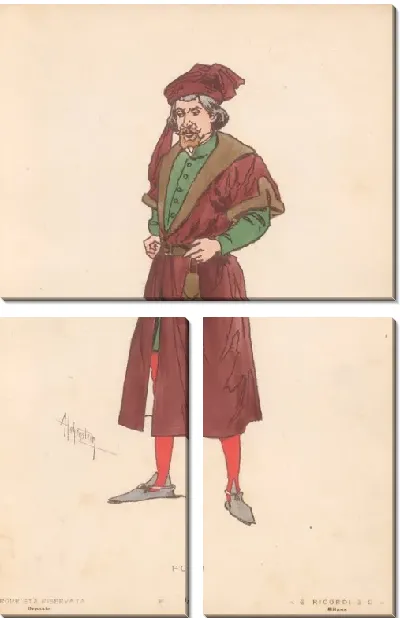Картина Фальстаф Дж. Верди. Репродукции эскизов костюмов А. Хоэнштейна