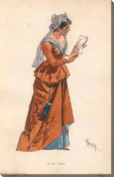 Картина Фальстаф Дж. Верди. Репродукции эскизов костюмов А. Хоэнштейна