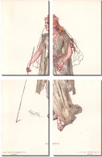 Картина Фальстаф Дж. Верди. Репродукции эскизов костюмов А. Хоэнштейна