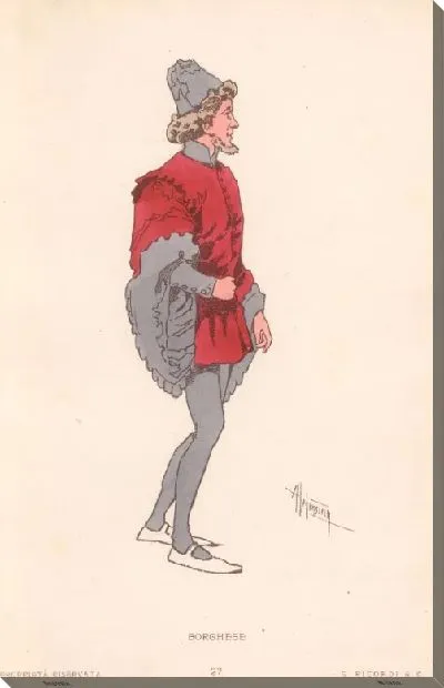 Картина Фальстаф Дж. Верди. Репродукции эскизов костюмов А. Хоэнштейна