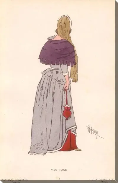 Картина Фальстаф Дж. Верди. Репродукции эскизов костюмов А. Хоэнштейна