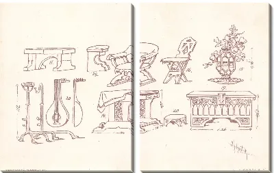 Картина Фальстаф Дж. Верди. Репродукции эскизов костюмов А. Хоэнштейна