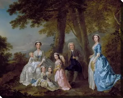 Картина Самуил Ричардсон, писатель (1684-1761), сидит, окружен своей второй семьей