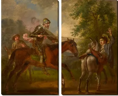 Дон Кихот атакует парикмахера, чтобы захватить бассейн