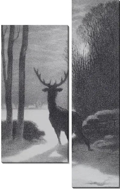 Картина Олень в лунном свете