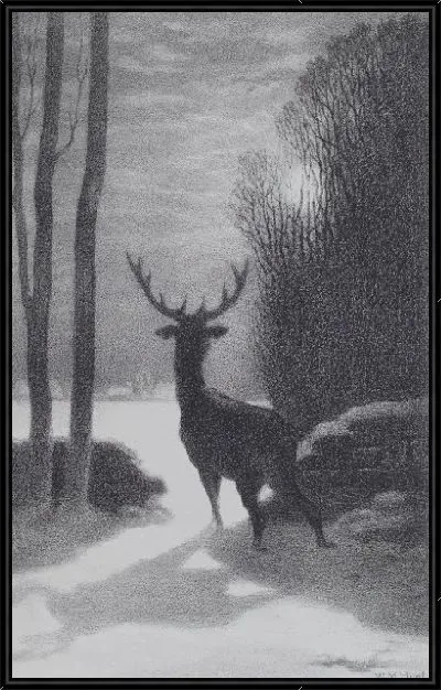 Картина Олень в лунном свете