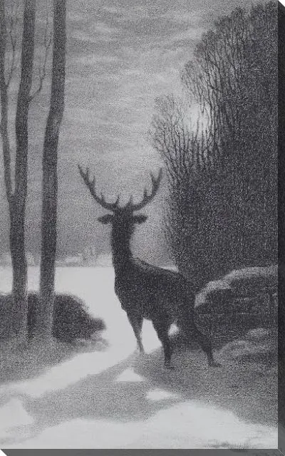 Картина Олень в лунном свете