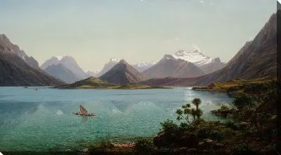 Картина Озеро Вакатипу с горой Эрнслав, Средний остров, Новая Зеландия