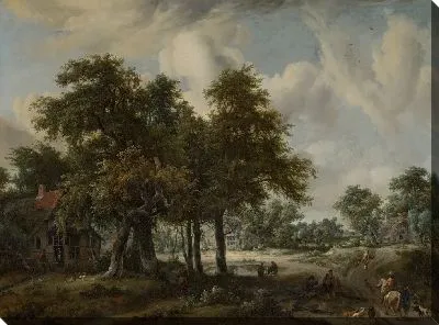 Картина Лесной пейзаж с коттеджами