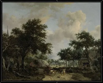 Лесной пейзаж с весельчаком в корзине