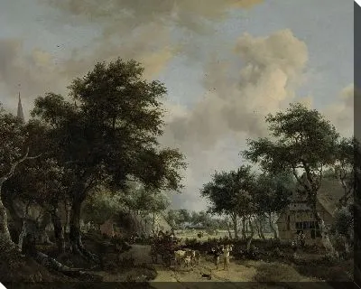 Лесной пейзаж с весельчаком в корзине