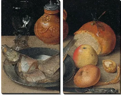 Картина Натюрморт с кувшином из сельди, олова и керамики