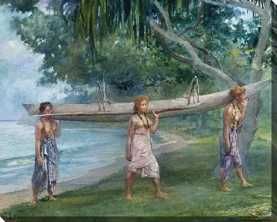 Картина Девушки с каноэ, вода на Самоа